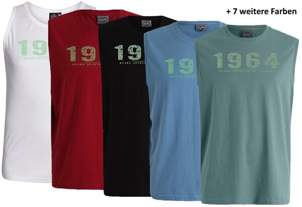 Übergröße Tanktop AHORN SPORTS 11 Farben Druck Vintage Number rauchgrün 3XL-10XL