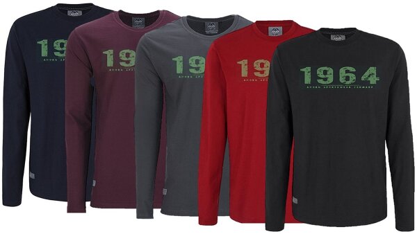 Übergrößen Longshirt AHORN SPORTSWEAR 5 Farben Vintage Number rauchgrün 3XL-10XL