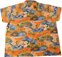 KAMRO Übergrößen Herren-Hawaiihemd Orange/Grau/Beige/Grün 7XL