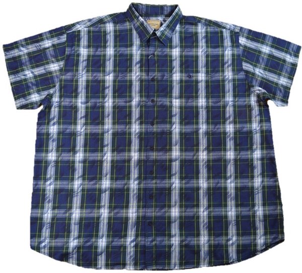 KAMRO Übergrößen Kurzarm-Herrenhemd Weiß/Grün/Navy/Gelb kariert Download 12XL