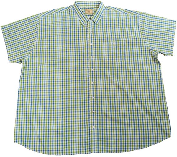 KAMRO Übergrößen Kurzarm-Herrenhemd Grün/Blau/Weiß kariert Download 10XL