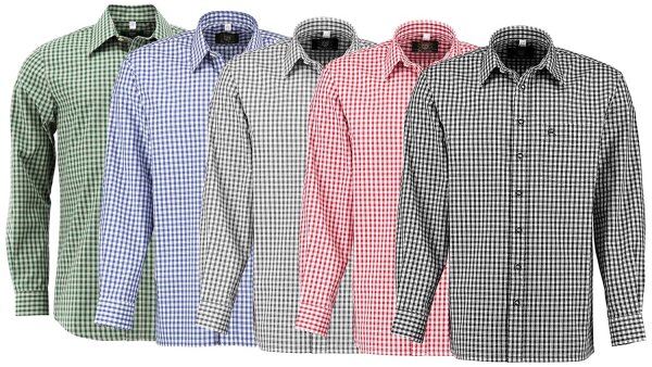 OS Trachten Übergrößen Langarmhemd 5 Farben Stickerei auf Brusttasche 2XL-6XL
