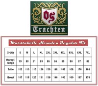 OS Trachten Übergrößen Langarmhemd 5 Farben Stickerei auf Brusttasche 2XL-6XL