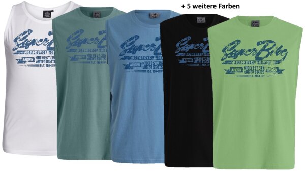 Übergrößen Tanktop AHORN SPORTSWEAR 10 Farben Druck Super Bike blau 3XL-10XL