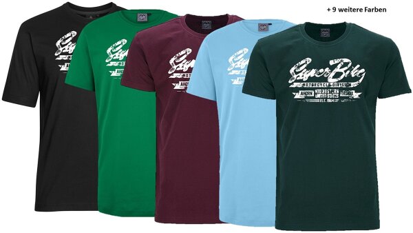 Übergrößen T-Shirt AHORN SPORTSWEAR 14 Farben Super Bike weiß 3XL-10XL