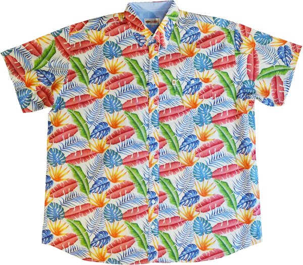 KAMRO Übergrössen florales Herren-Hawaiihemd weiß/bunt 3XL-14XL
