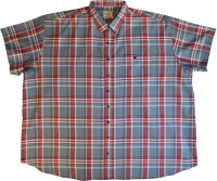 Übergrößen Kurzarm-Herrenhemd Download by KAMRO Grau/Rot/Blau kariert 9XL-12XL