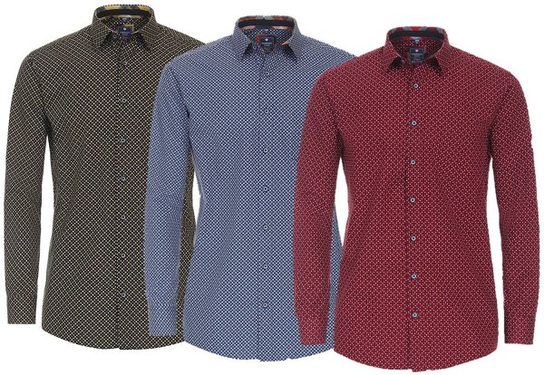 REDMOND Übergrößen Langarmhemd 3 Farben gepunktet 3XL-6XL