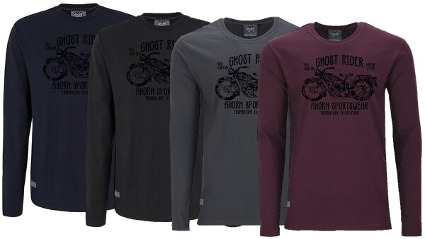 Übergrößen Longshirt AHORN SPORTSWEAR 4 Farben Ghost Rider schwarz 3XL-10XL