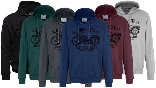 Übergrößen Kapuzen-Sweatshirt AHORN SPORTSWEAR Ghost Rider schwarz 6 Farben 3XL-10XL