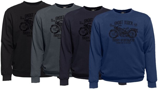 Übergrößen Sweatshirt AHORN SPORTSWEAR Ghost Rider schwarz 4 Farben