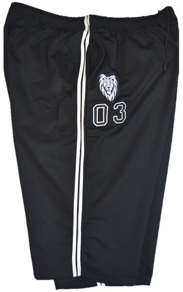 KAMRO Übergrößen 3/4 Bermuda schwarz mit weißen Streifen und Wappen 8XL-15XL