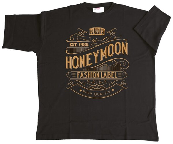 Übergrößen Designer T-Shirt HONEYMOON "Vintage" Schwarz 8XL