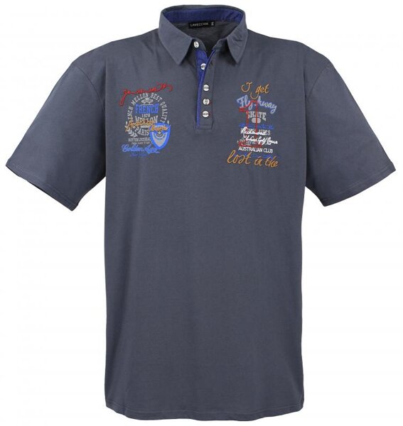 Übergrössen Hippes Polo-Shirt Kurzarm LAVECCHIA Anthrazit 8XL