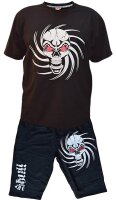 Übergrößen Schicker Jogginganzug HONEYMOON Skull kurz T-Shirt 3XL-15XL