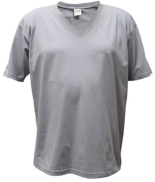 Übergrößen Tolles Basic T-Shirt RAMMBOCK Grau mit Stickerei V-Neck 8XL