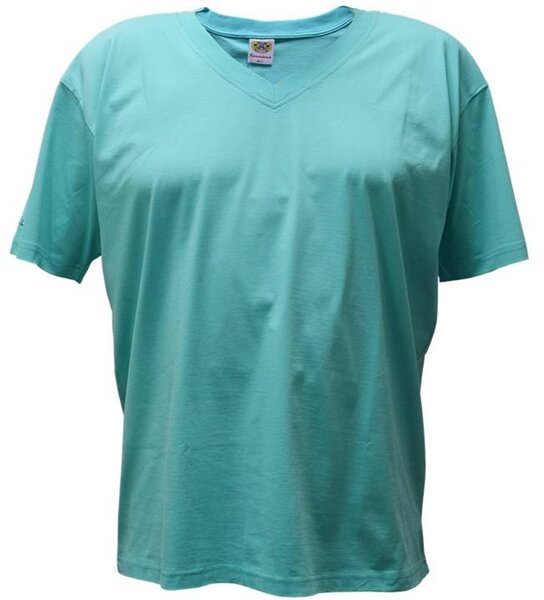 Übergrößen Tolles Basic T-Shirt RAMMBOCK Türkis mit Stickerei V-Neck 8XL