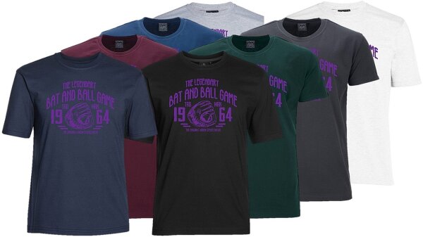 Übergrößen T-Shirt AHORN SPORTSWEAR 8 Farben Legandary Ball Game lila 3XL-10XL