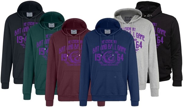 Big Size Kapuzen-Sweatshirt AHORN SPORTSWEAR Legandary Ball Game lila 6 Farben