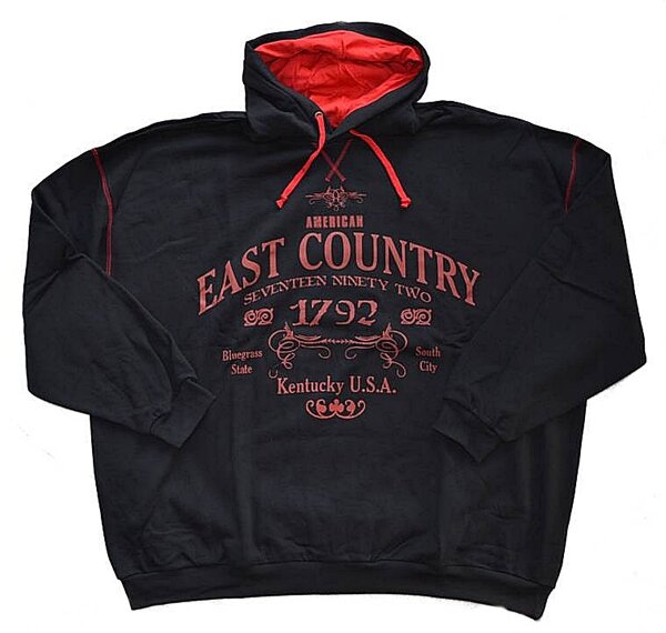 Übergrößen Tolles Kapuzensweatshirt "Kentucky" schwarz/rot HONEYMOON 3XL-12XL