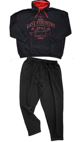 Übergrößen Designer Jogginganzug HONEYMOON "Kentucky" Schwarz 3XL