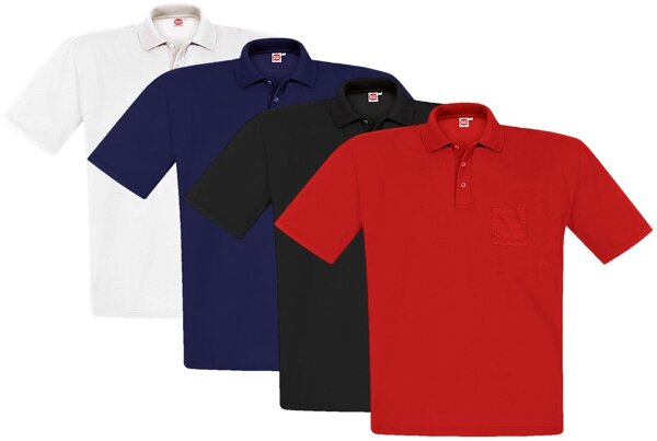 Übergrößen Polo-Pique HONEYMOON mit Brusttasche 4 Farben 3XL bis 15XL