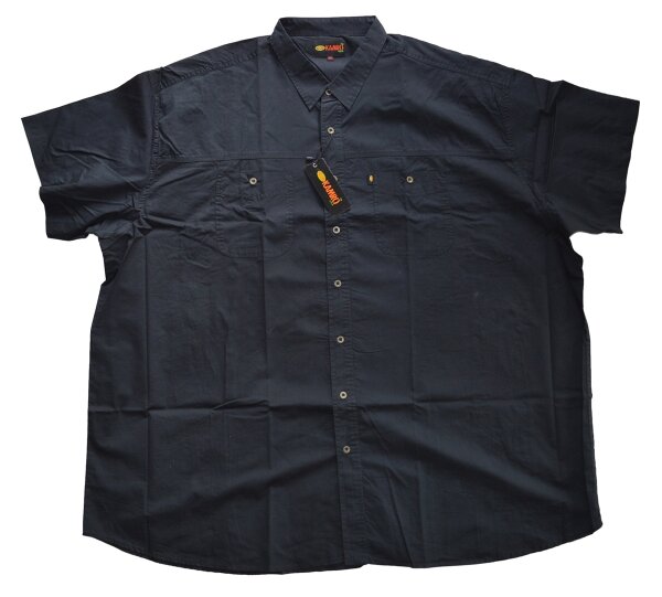 Übergrößen Kurzarm-Jeanshemd KAMRO Twill Schwarz 7XL