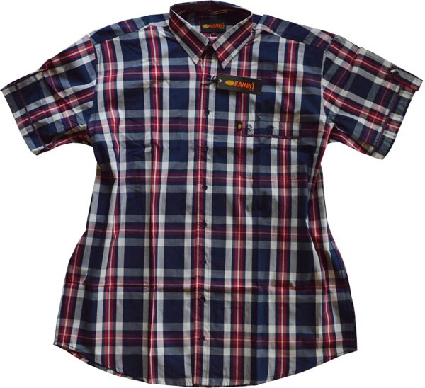 Übergrößen Kurzarm Hemd KAMRO Navy Rot Grau kariert 6XL, 7XL