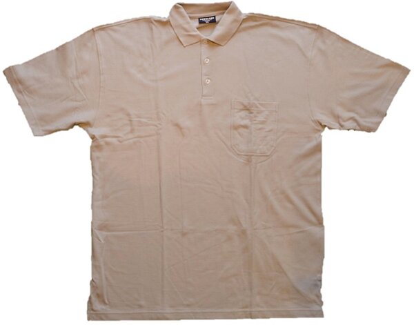 Übergrößen Tolles Basic Poloshirt Piqué KAMRO Beige Brusttasche 6XL