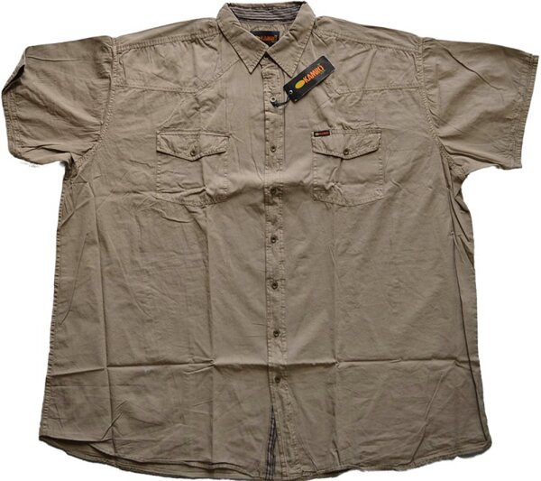 SALE Übergrößen Kurzarm Jeanshemd KAMRO Khaki 3XL, 5XL