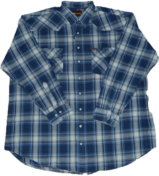 Übergrößen Herrenhemd KAMRO Navy/Blau/Beige kariert 4XL-8XL