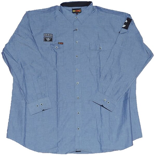 Übergrößen Herrenhemd KAMRO Graublau Aufnähern 4XL-7XL