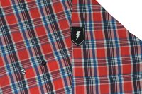 Übergrößen Langarmhemd KAMRO Rot/Weiß/Blau kariert Mini-Stickerei 3XL-12XL