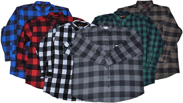 KAMRO Übergrößen Flanell-Hemd im Holzfäller Stil 8 Farben kariert 3XL-14XL