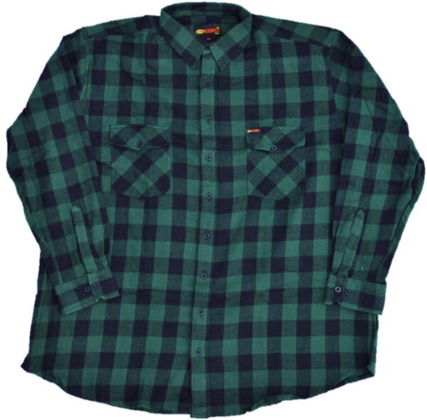 KAMRO Übergrößen Flanell-Hemd im Holzfäller Stil Grün/Schwarz kariert 9XL
