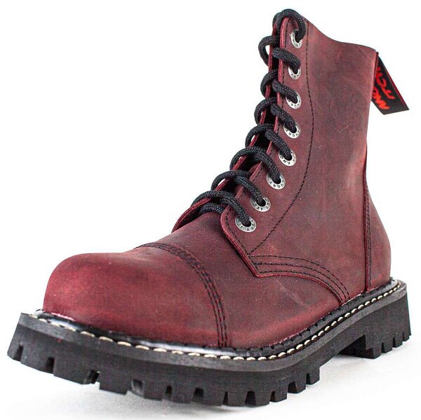ANGRY ITCH-8-Loch Vintage Bordeaux Ranger Leder Stiefel Stahlkappe  EU36-48