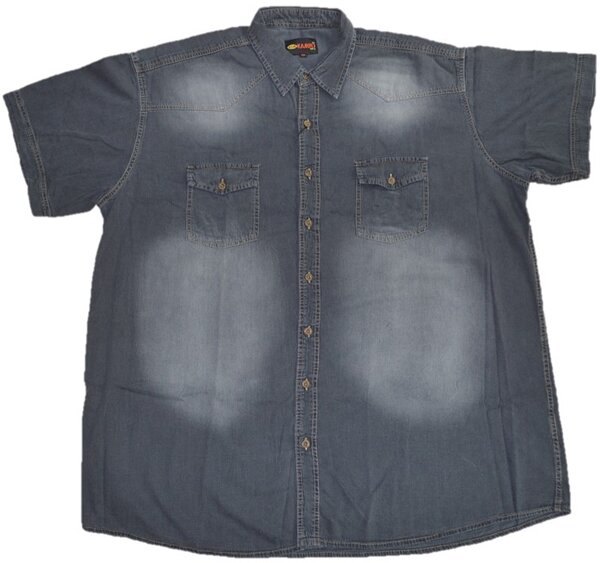 Übergrößen Kurzarm-Jeanshemd KAMRO Grau 9XL und 14XL
