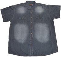 Übergrößen Kurzarm-Jeanshemd KAMRO Grau 9XL und 14XL