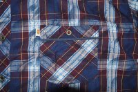 Übergrößen Kurzarm-Herrenhemd KAMRO Lila/Blau/Gelb kariert 8XL