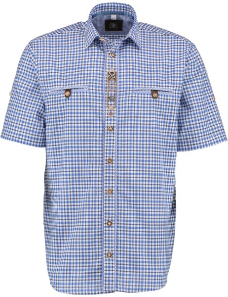 Übergrößen Kurzarmhemd mit Edelweiß-Stickerei OS Trachten 3XL-8XL