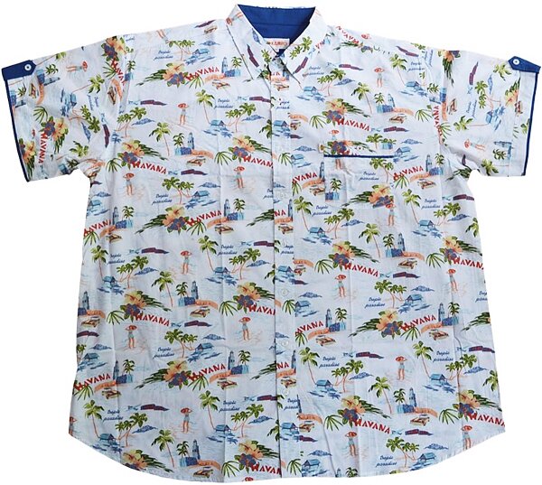 Übergrößen Kurzarm-Herren-Hawaiihemd KAMRO Weiß/Bunt 5XL-14XL
