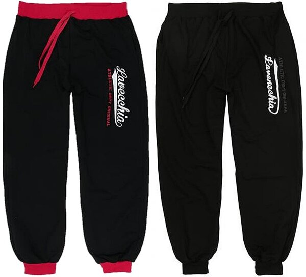 Übergrössen  Jogginghose Lavecchia leichte Sommerqualität Schwarz od Schwarz/Rot