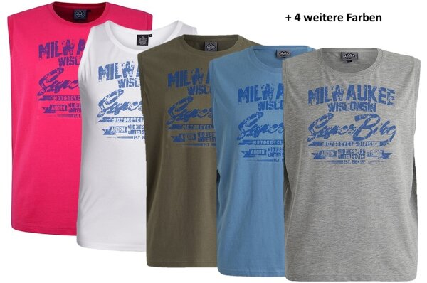 Übergrößen Tanktop AHORN SPORTSWEAR 10 Farben Druck Milwaukee blau 3XL-10XL